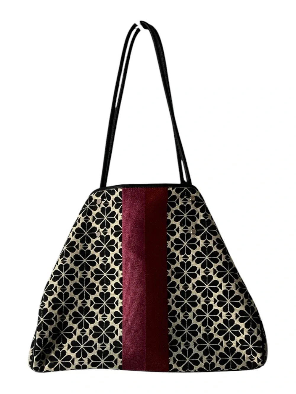 kate spade JacquardBlack & Cream Floral Tote with Burgundy stripe Sz L